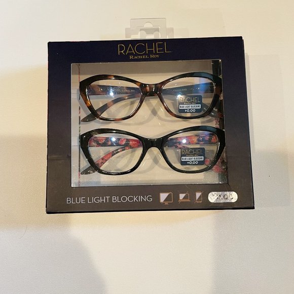Rachel Roy +0.00 Blue Light Reading Glasses Black Floral Tortoise - Picture 1 of 3